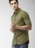 Celio Mustard & Black Slim Fit Checked Casual Shirt Men