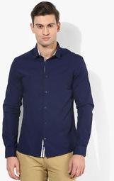 Celio Navy Blue Slim Fit Casual Shirt Men