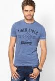 Celio Printed Blue Round Neck T Shirt Men