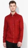 Celio Red Solid Regular Fit Casual Shirt men