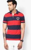 Celio Red Striped Polo T Shirts men