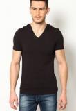 Celio Solid Black V Neck T Shirt Men