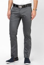 Celio Solid Dark Grey Slim Fit Formal Trouser men