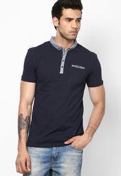 Celio Solid Navy Blue Polo T Shirts men