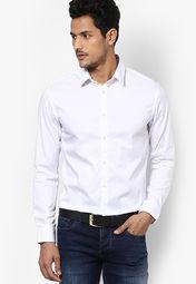 Celio Solid White Casual Shirt Men