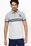 Celio Striped Grey Polo T Shirt Men