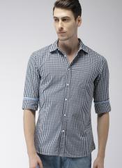 Celio White & Black Slim Fit Checked Casual Shirt men