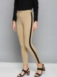 Chemistry Beige Regular Fit Solid Regular Trousers Women