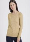 Chemistry Beige Self Design Pullover Women