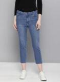 Chemistry Blue Mid Rise Clean Look Stretchable Cropped Jeans Women