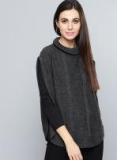 Chemistry Charcoal Grey Solid Pullover Sweater women