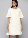 Chemistry Cream Coloured Printed A Line Dress Women