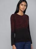 Chemistry Maroon & Black Ribbed Pullover Women