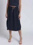 Chemistry Navy Blue Midi Straight Skirt