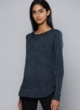 Chemistry Navy Blue Solid Pullover Women