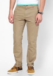 Cherokee Solid Beige Chinos Men