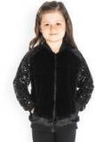 Cherry Crumble Black Solid Lightweight Bomber Girls