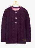 Cherry Crumble Burgundy Ribbed Cardigan Girls