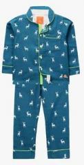 Cherry Crumble California Green Printed Night Suit boys