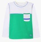 Cherry Crumble Green & White Colourblocked Round Neck T Shirt Boys