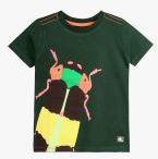 Cherry Crumble Green Printed Round Neck T Shirt Boys