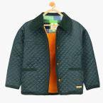 Cherry Crumble Green Solid Quilted Jacket Girls