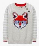 Cherry Crumble Grey Self Design Pullover Girls