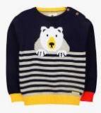 Cherry Crumble Navy Blue Self Design Pullover Girls