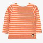 Cherry Crumble Orange Striped Round Neck T Shirt Boys