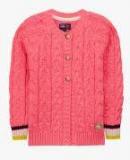 Cherry Crumble Pink Ribbed Cardigan Girls