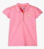 Cherry Crumble Pink Solid Polo T Shirt Girls