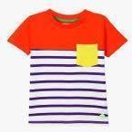 Cherry Crumble White Striped Round Neck T Shirt Boys