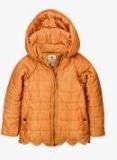 Cherry Crumble Yellow Solid Puffer Jacket Girls