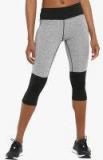 Chkokko Black Grey Colourblocked Skinny Fit Capri Women