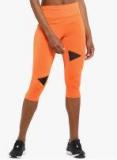 Chkokko Orange Solid Skinny Fit Capri Women