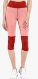 Chkokko Red Peach Colourblocked Skinny Fit Capri Women