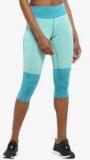 Chkokko Turquoise Blue Colourblocked Skinny Fit Capri Women