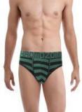 Chromozome Green & Black Striped Basic Brief Men