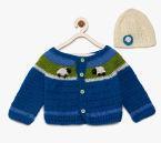 Chutput Blue Self Design Cardigan Girls