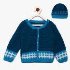 Chutput Teal Solid Cardigan Girls