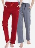 Claura Maroon Solid Lounge Pants Women