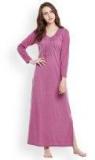 Claura Mauve Solid Nightdress Women