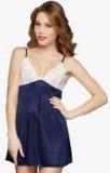 Clovia Blue Solid Babydoll Women