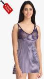 Clovia Blue Striped Sleepwear Women