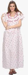 Clovia Off White Printed Sleepwear Women