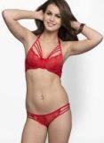 Clovia Red Embroidered Lingerie Set Women