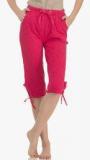 Clovia Red Solid Capri Women