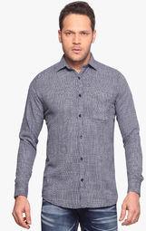 Club Fox Navy Blue Printed Regular Fit Casual Shirt men