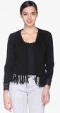 Club York Black Solid Shrug Women