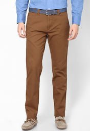 Code Brown Slim Fit Casual Trouser Men